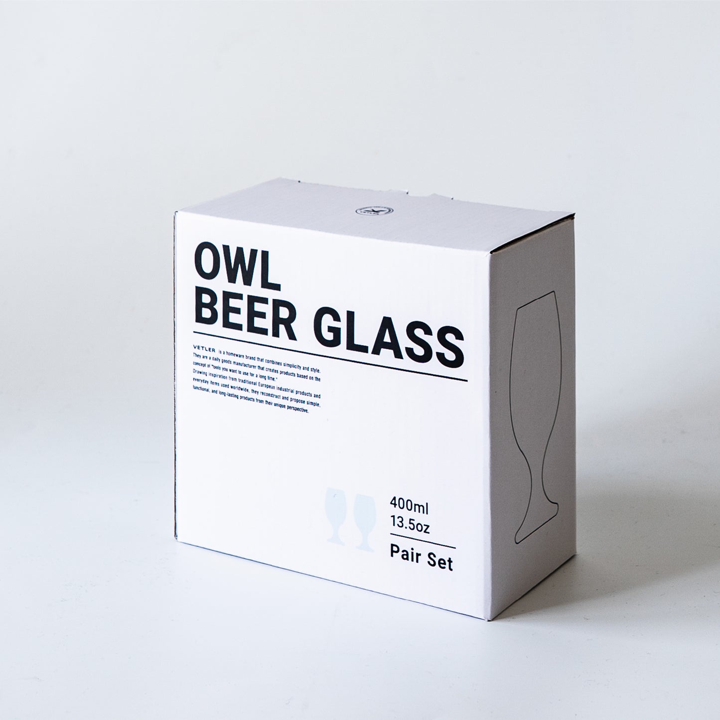 OWL BEER GLASS 400ml PAIR SET
